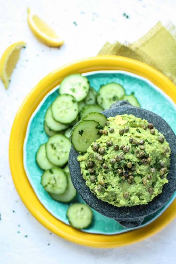 Goat Cheese Guacamole with Crispy Wontons Bessie Bakes