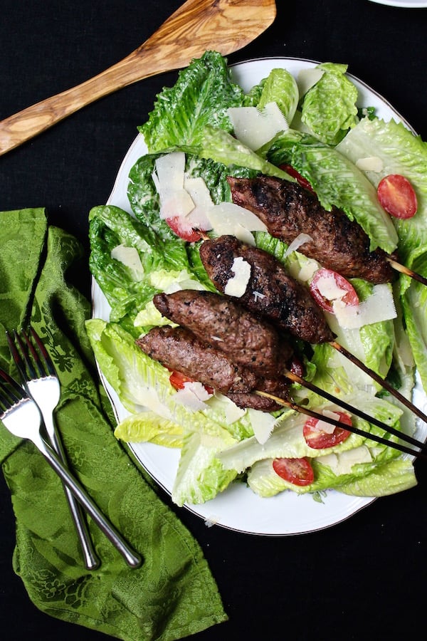 EASY GRILLED LAMB KEBAB CAESAR SALAD Bessie Bakes