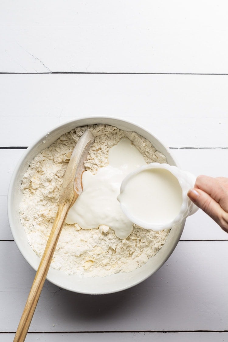 Southern Biscuits Recipe with buttermilk in a bowl