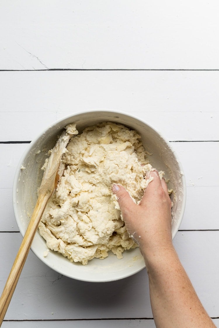 Southern Homemade Biscuit dough in a bowl