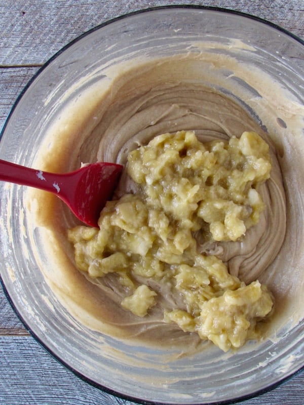 bananas in banana bread batter