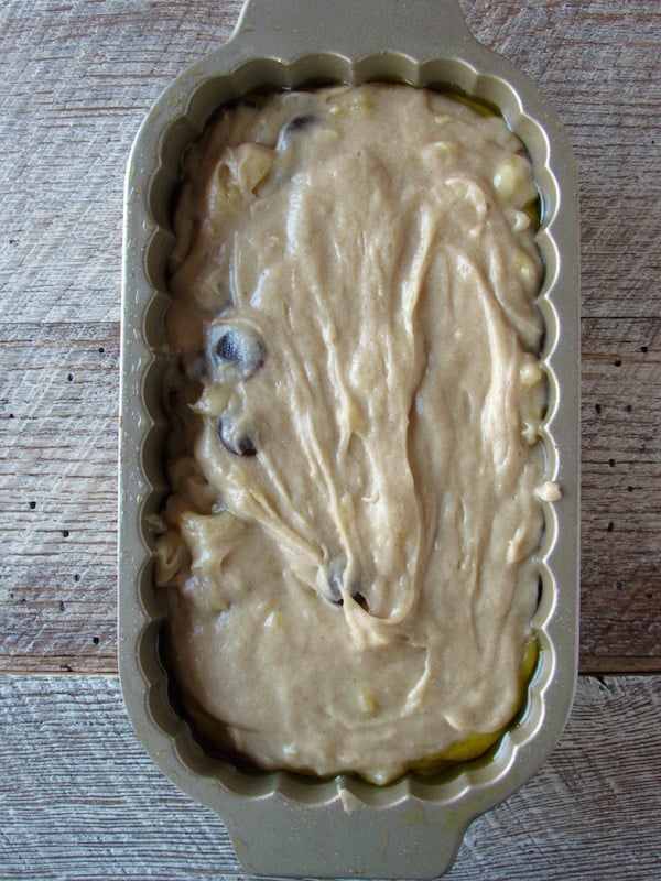 gluten free banana bread in loaf pan