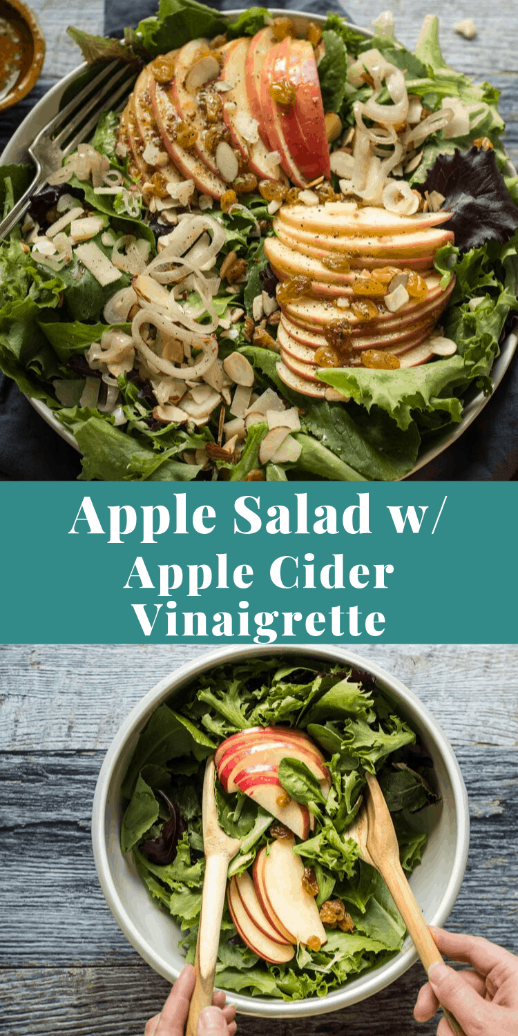 Crisp apple salad recipe with an easy apple cider vinaigrette dressing via @bessiebakes