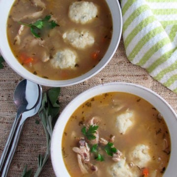 Apple and chicken dumpling soup