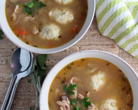 Apple and chicken dumpling soup