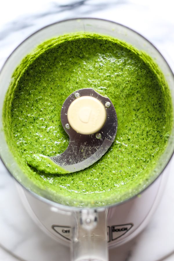 Arugula Parsley Pesto in a food processor