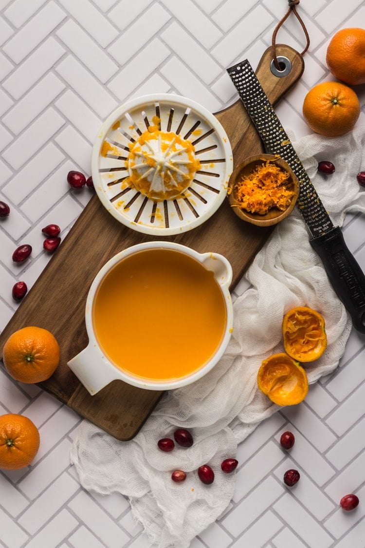 Clementine juice and zest in a citrus juicer