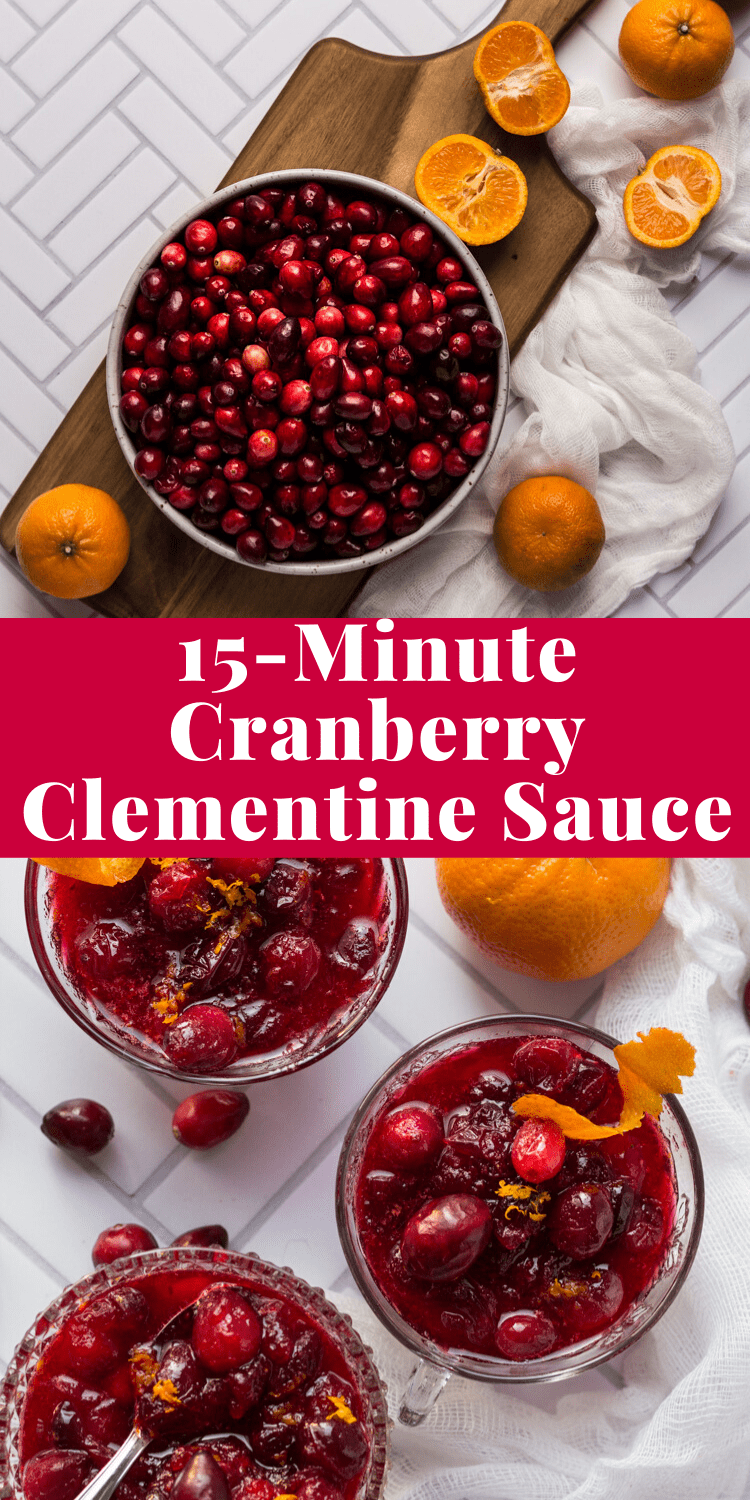 This is the easiest homemade 15 minute Cranberry Clementine Sauce!  You will never want canned cranberry sauce again. #thanksgiving via @bessiebakes