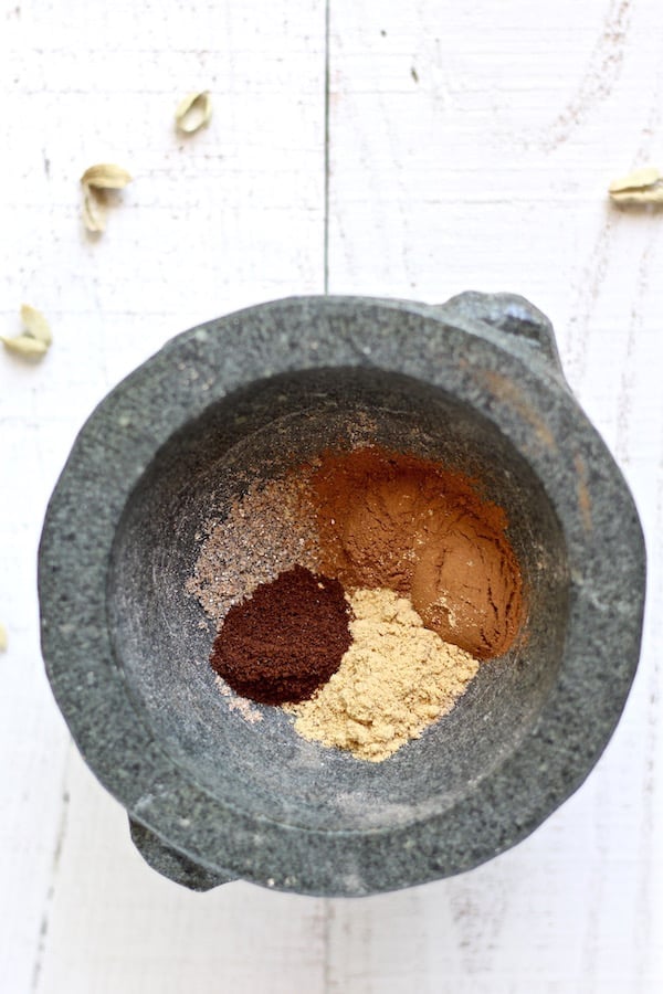 chai spice blend mortar and pestle
