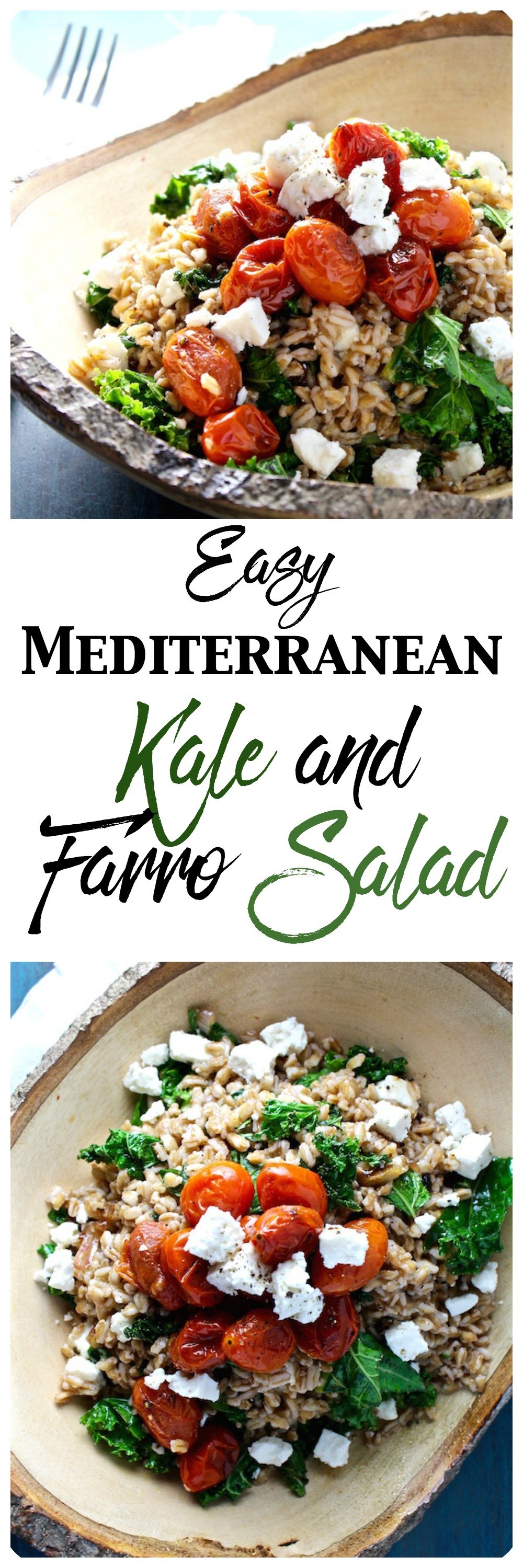 easy kale and mediterranean kale and farro salad pinterest
