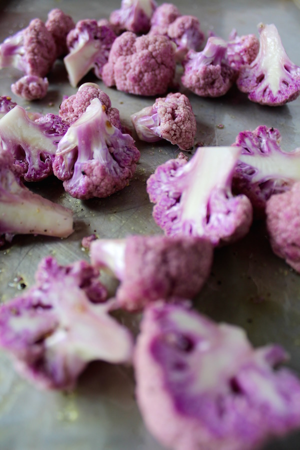 purple cauliflower chopped