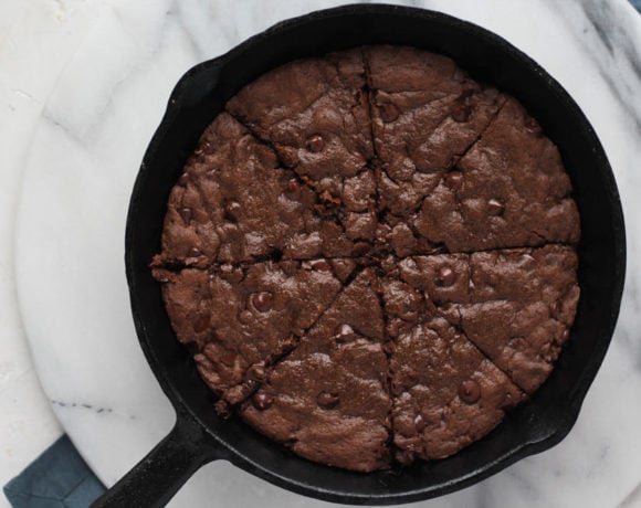 Double Chocolate Coconut Oil Skillet Cookie is rich and delicious!