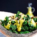 warm kale salad with roasted red pepper avocado dressing