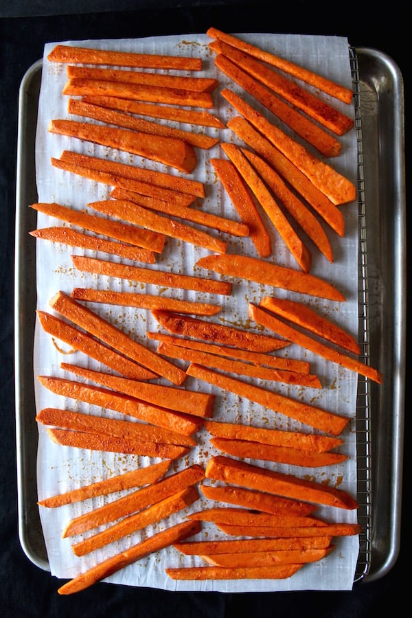 sweet potatoes on rack