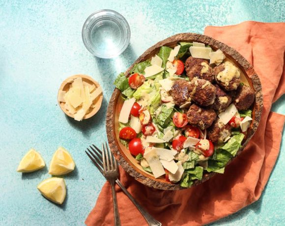 Easy Caesar Salad with lamb