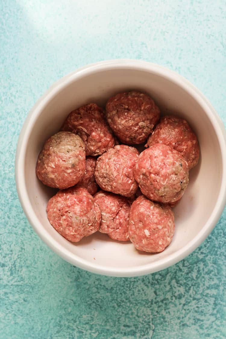 Easy Lamb meatballs formed into balls in a bowl