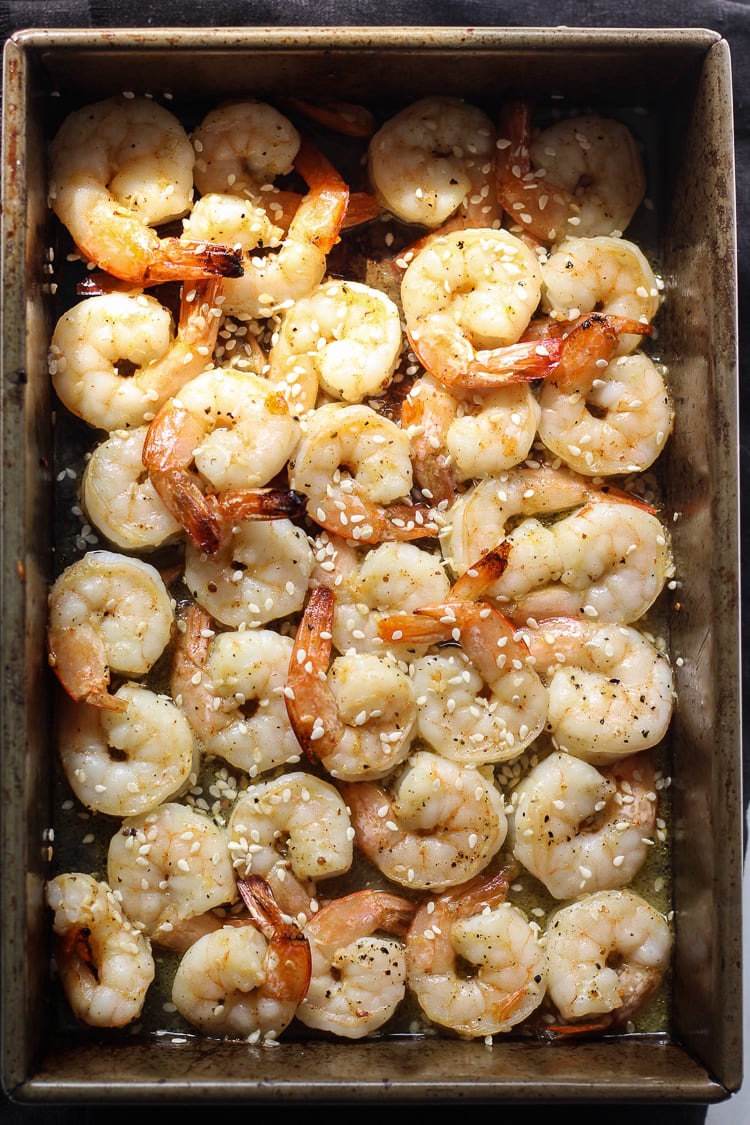 HEALTHY SHRIMP SALAD | ORANGE SESAME VINAIGRETTE - Bessie Bakes