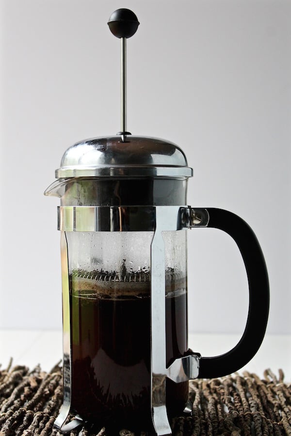 french press with coffee