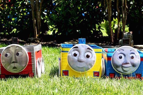 thomas the train boxes lined up