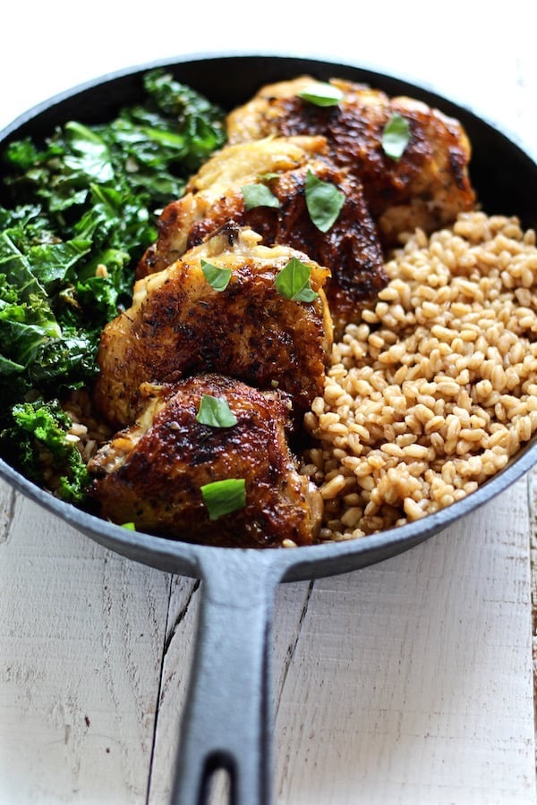 crispy chicken kale farro salad 1