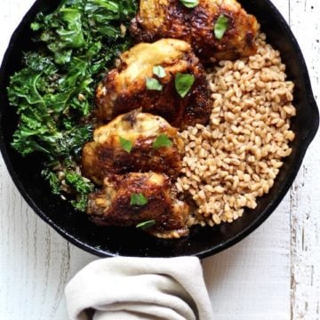 crispy chicken kale farro salad