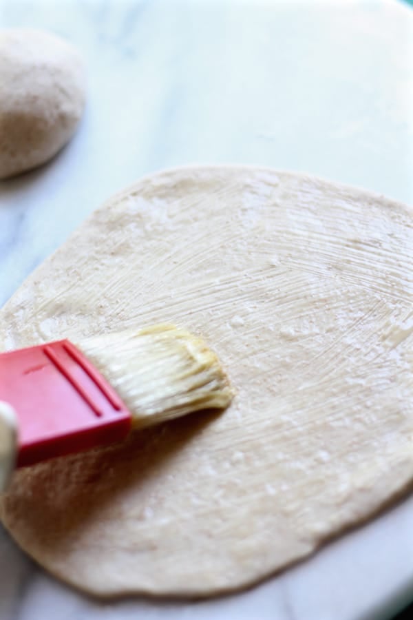 garlic naan brushed with butter