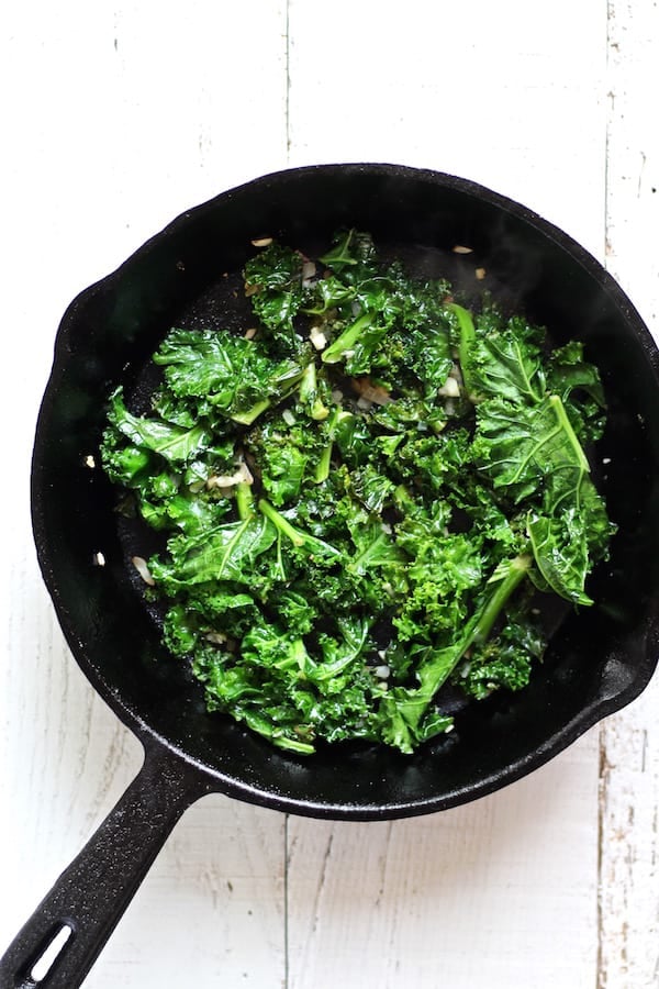 sauteed kale in cast iron