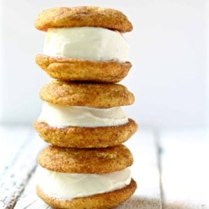 soft chai snickerdoodle cookie ice cream sandwich square