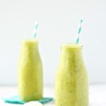 green mango peach smoothie is so refreshing on hot summer days! I added collagen powder for a boost. #glutenfree #recipe #healthy