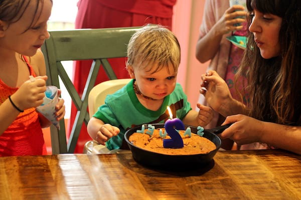 2 year birthday party skillet cookie