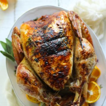Epic duck fat roasted turkey recipe baked with oranges and fresh sage