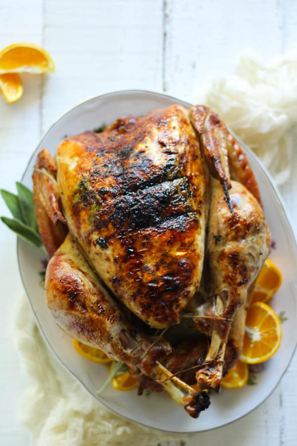 Epic duck fat roasted turkey recipe baked with oranges and fresh sage