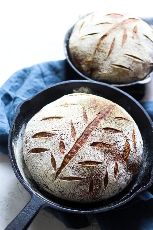 Artisan Bread | Sourdough Honey Spelt Bread baked in cast iron skillets
