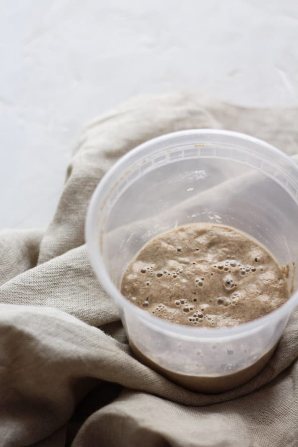 Spelt sourdough starter ready to bake