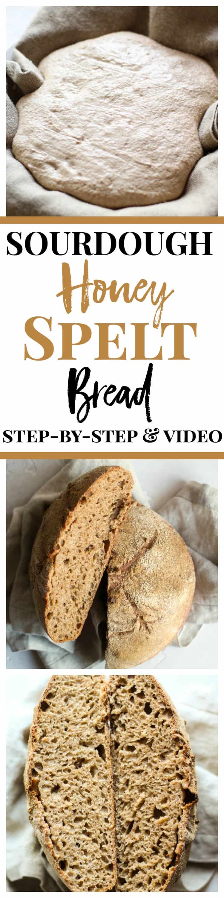 Sourdough Honey Spelt Bread recipe with step-by-step and a video! 