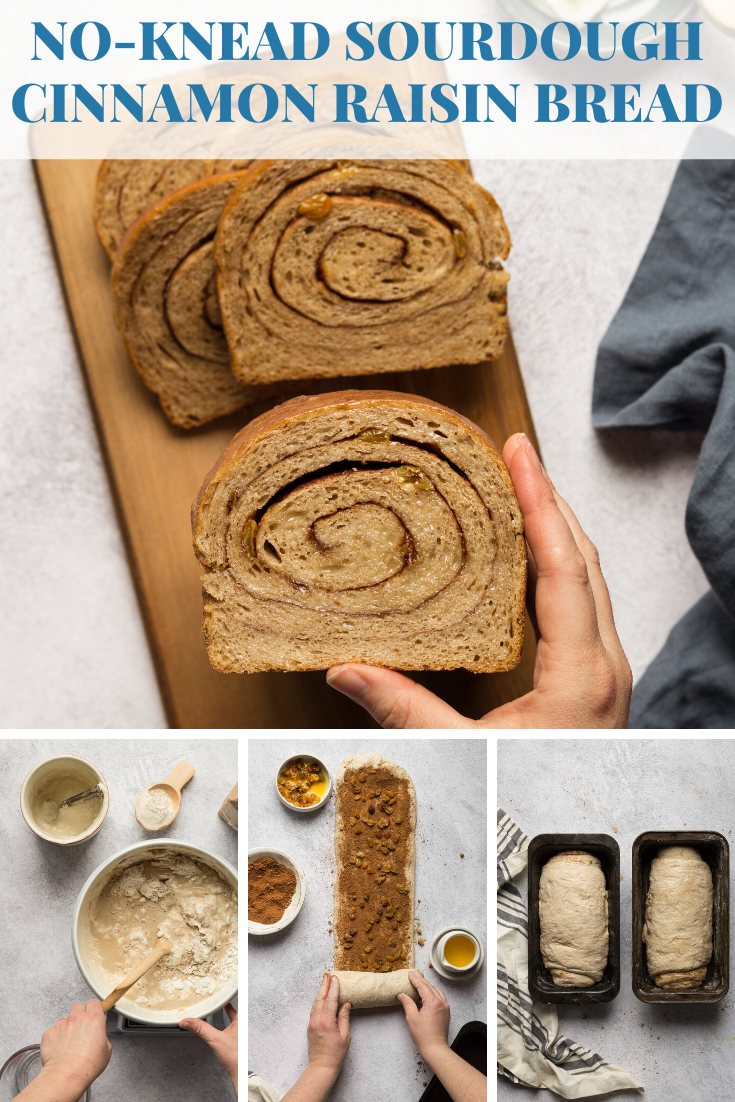 How to make No-knead sourdough cinnamon raisin bread! #sourdough #sourdoughbread via @bessiebakes