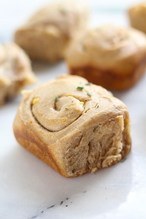 Sourdough Spelt Brioche Garlic Rosemary Rolls baked to perfection