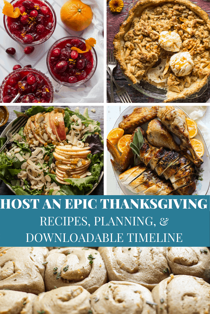 Thanksgiving recipes, side dishes, turkey, and dessert with a downloadable planning guide and timeline via @bessiebakes