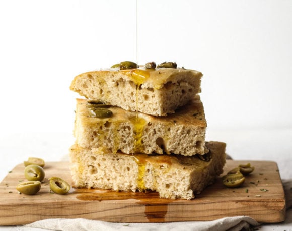 Sourdough Focaccia artisan bread with loivrs and rosemary