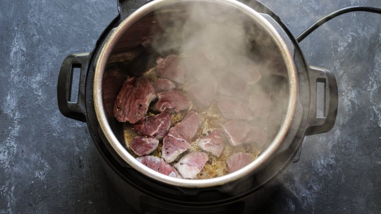 Beef stew meat in an Instant Pot