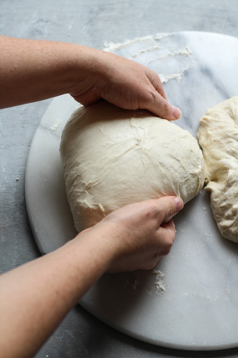 Shaping bread dough in a round or boule 