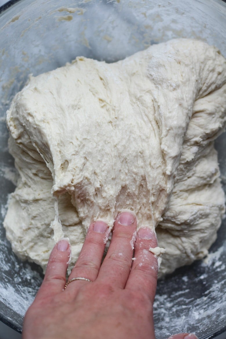Easy folding technique for bread dough