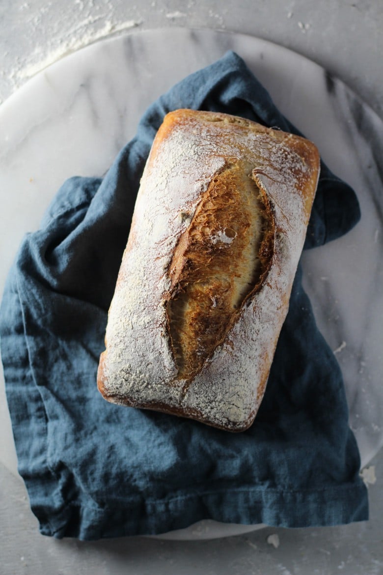 Easy Sourdough bread recipe in a loaf tin baked