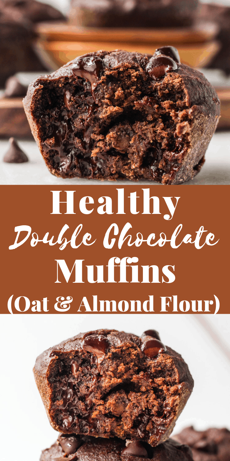 Healthy Double Chocolate Chip Muffins area delicious gluten free breakfast or snack #chocolatechip #chocolatemuffins #glutenfree