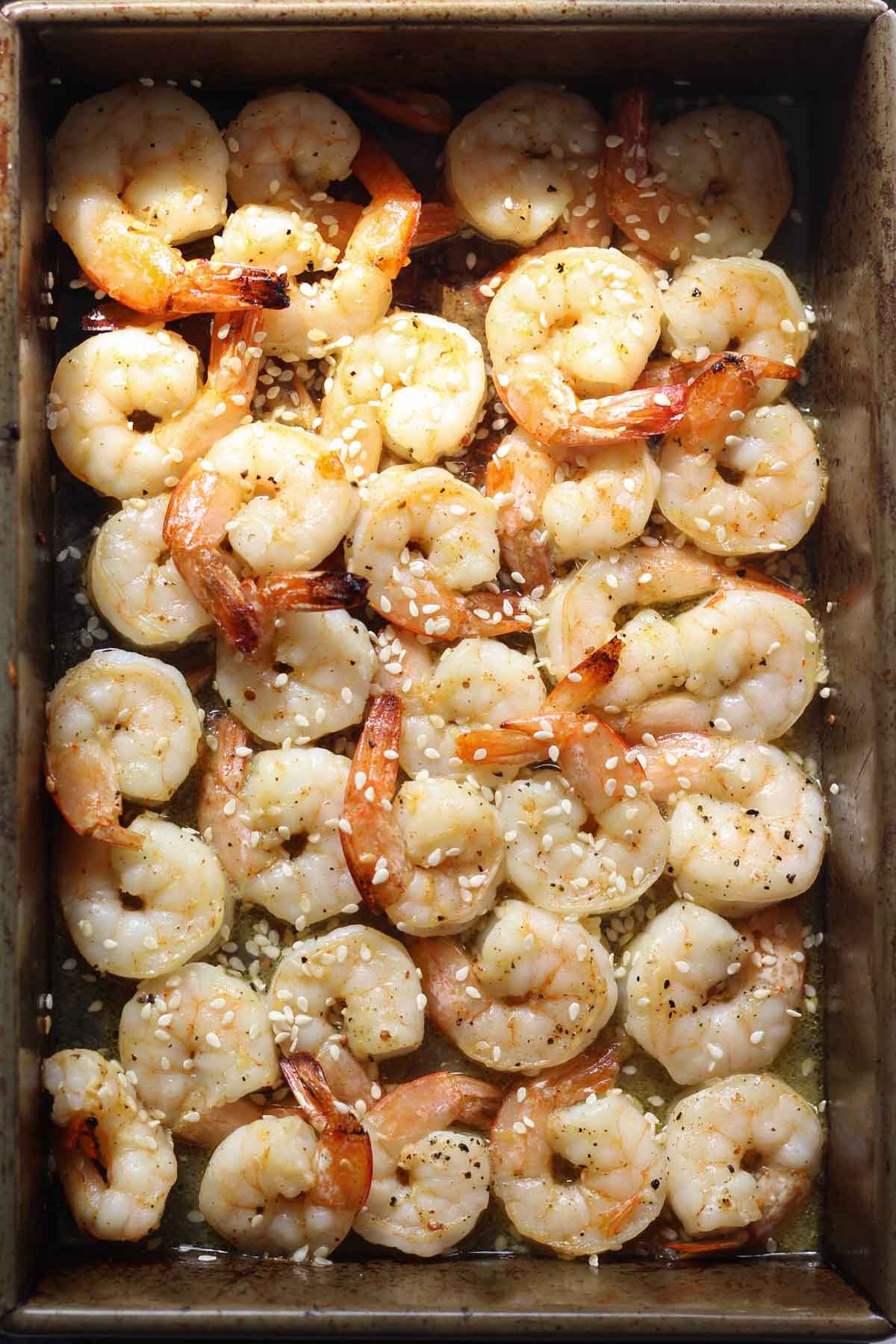 Shrimp baked in a pan