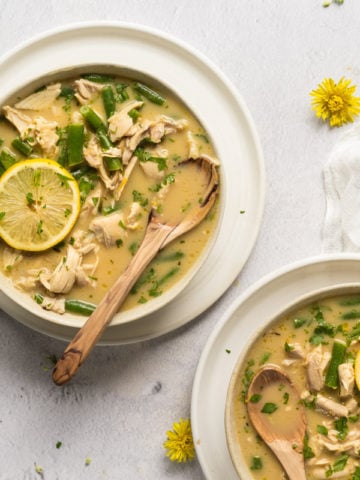 two bowls of Lemon chicken soup