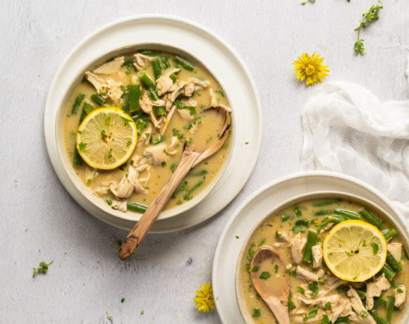 two bowls of Lemon chicken soup