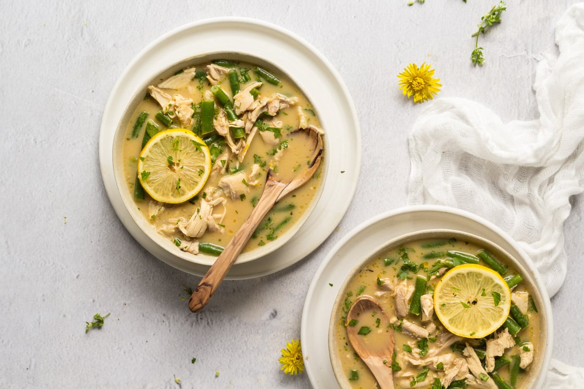 two bowls of Lemon chicken soup