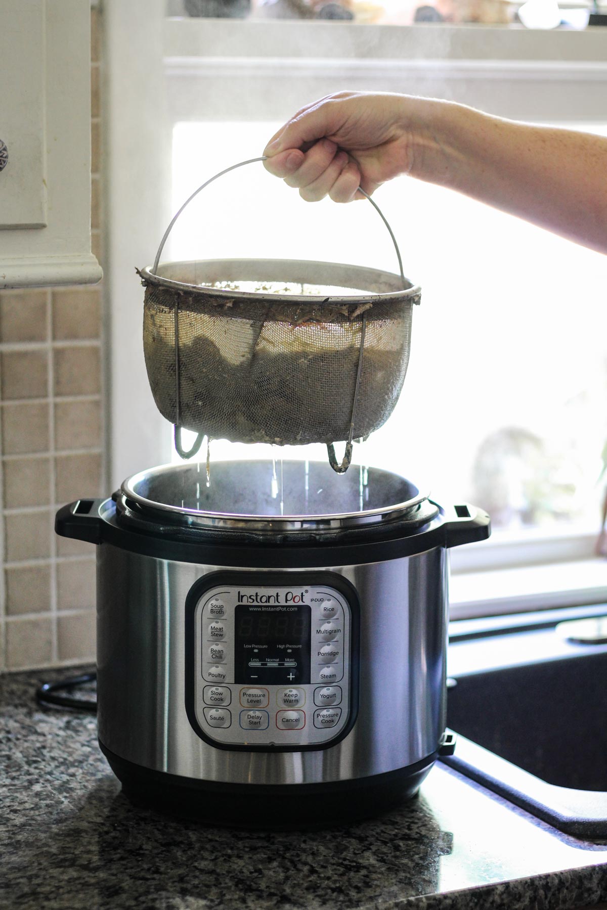 Straining vegetables from instant pot