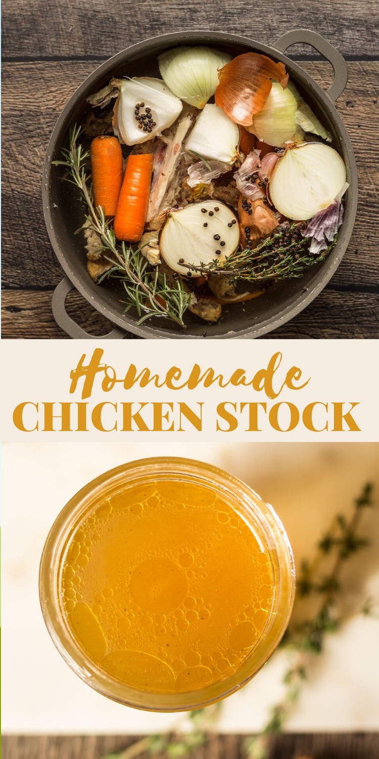 Make homemade chicken stock with bones and vegetable scraps! via @bessiebakes